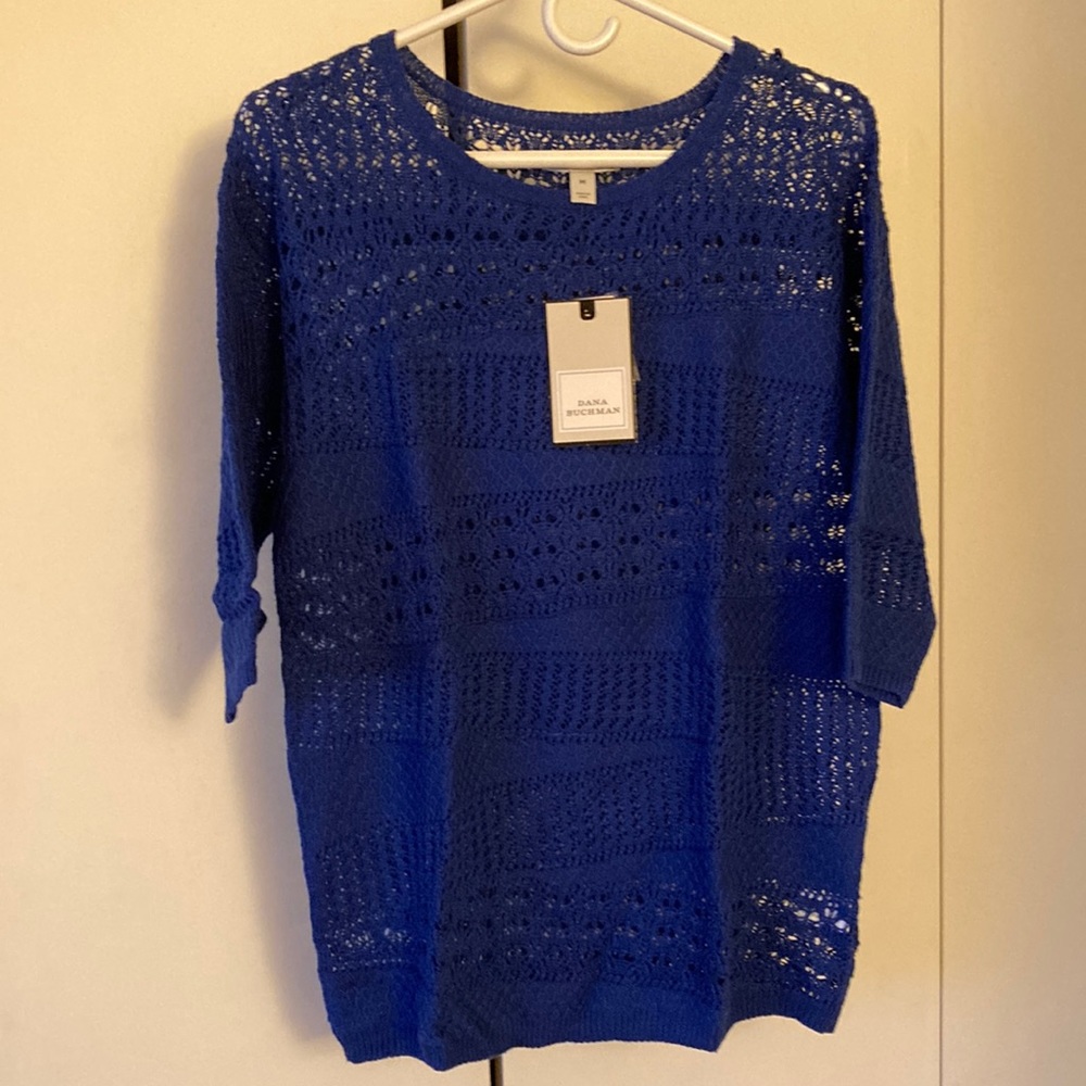 NWT Patchwork Sweater by Dana Buchman  in beautiful Royal Blue size M